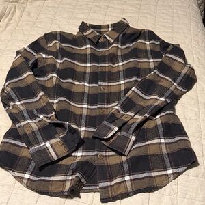 Prana Flannl Plaid Button-Up Shirt - Black and Brown